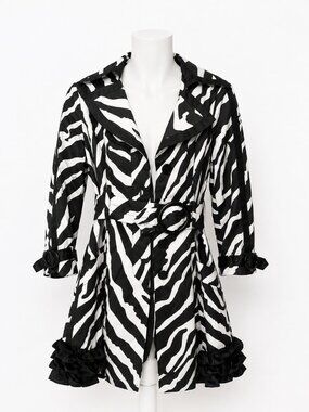 Bebe Zebra Print Trench Jacket